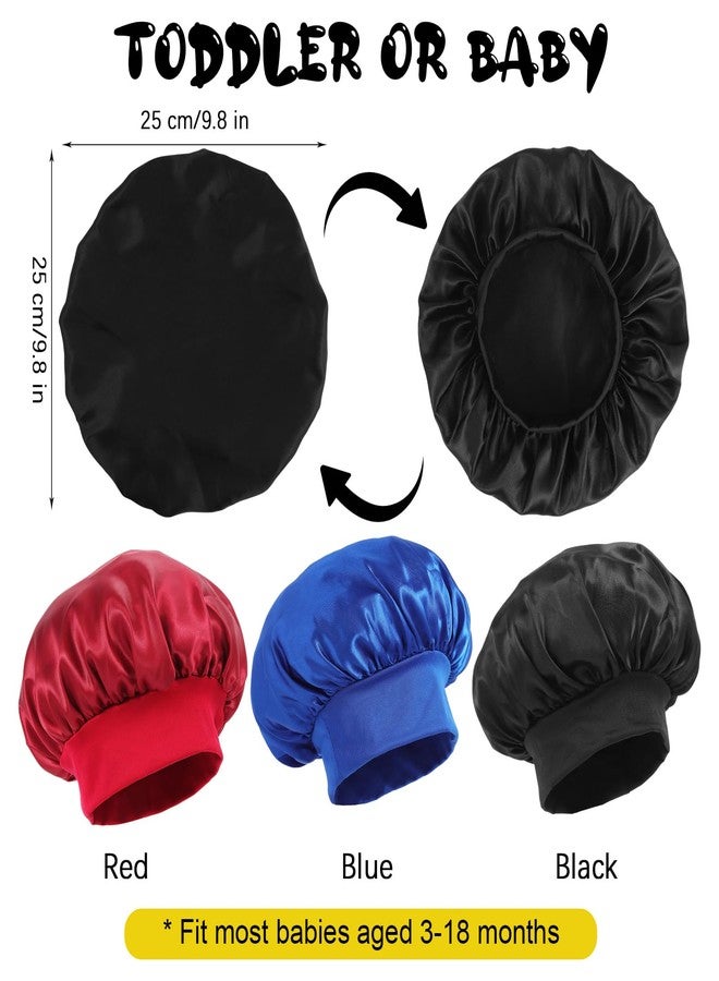 JOLYEAK 3 PCS Baby Bonnets for Sleeping,Baby Satin Silk Hair Bonnet,Infant Sleep Cap Hair Bonnet - Image 2